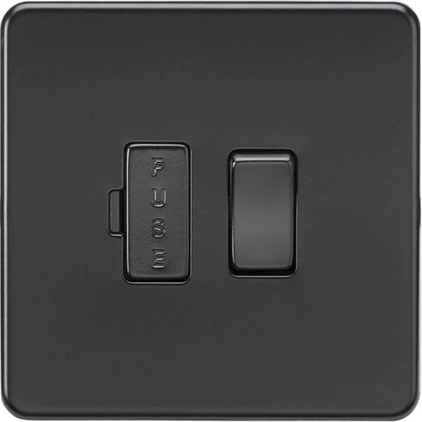 Knightsbridge Screwless 13A Switched Fused Spur Unit - Matt Black with black fuse cover - SF6300MBB