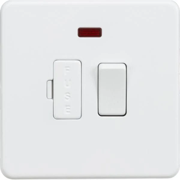 Knightsbridge Screwless 13A Switched Fused Spur Unit with Neon - Matt White - SF6300NMW