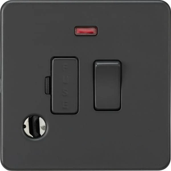 Knightsbridge 13A Switched Fused Spur with Neon and Flex Outlet - Anthracite - SF6300FAT