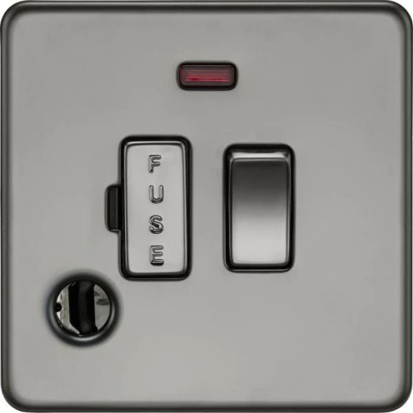 MLA Knightsbridge 13A Switched Fused Spur With Neon And Flex Outlet Black Nickel - SF6300FBN