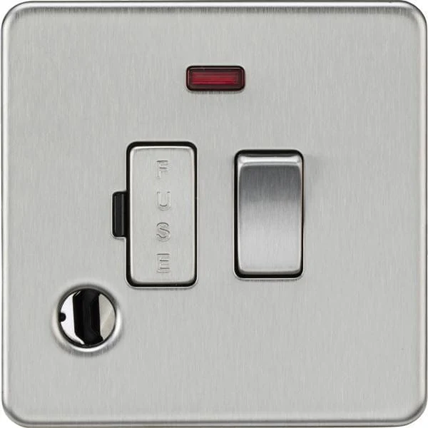 Knightsbridge 13A Switched Fused Spur with Neon and Flex Outlet - Brushed Chrome - SF6300FBC
