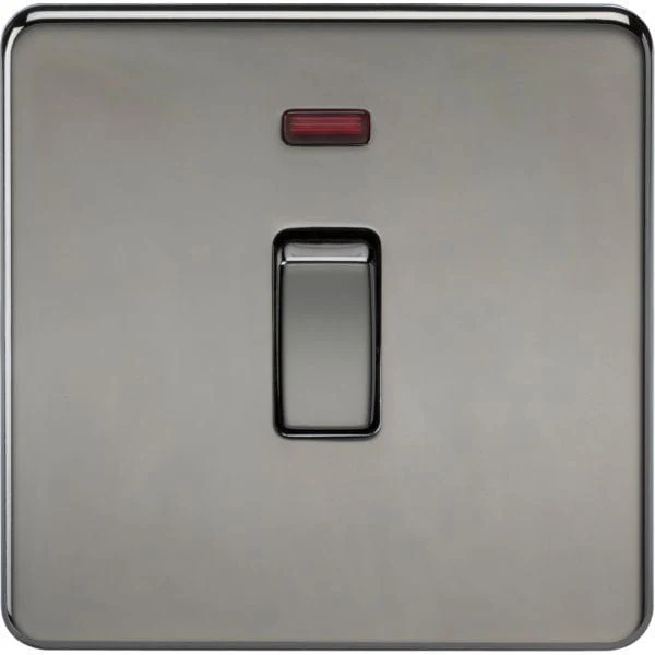 Knightsbridge Screwless 20A 1G DP Switch with Neon - Black Nickel - SF8341NBN