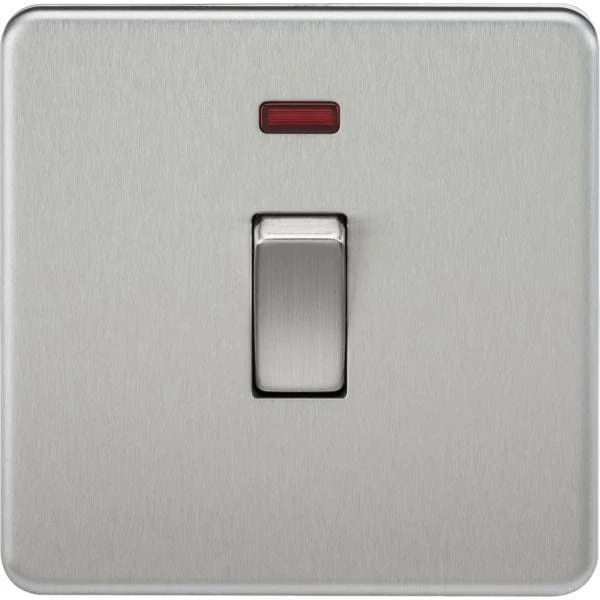 Knightsbridge Screwless 20A 1G DP Switch with Neon - Brushed Chrome - SF8341NBC