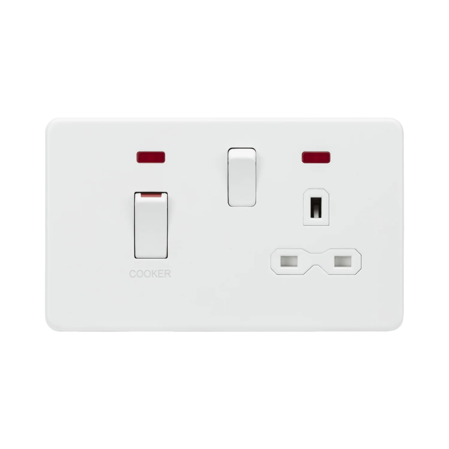 MLA Knightsbridge 45A DP 13A Socket W/Neons Matt White - SFR83NMW