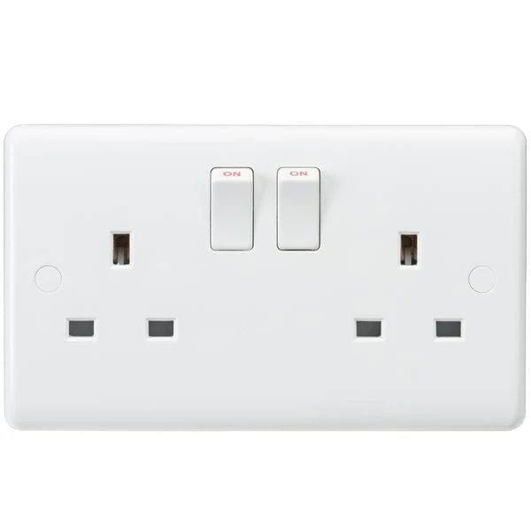 Knightsbridge 13A 2G DP Switched Socket with twin earths - ASTA approved - White - CU9000