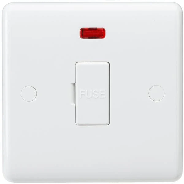Knightsbridge Curved Edge 13A Fused Spur Unit with Neon - White - CU6000N