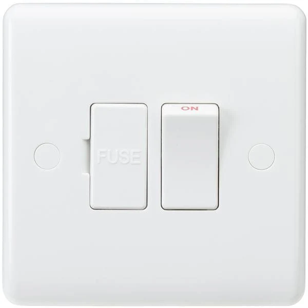 Knightsbridge Curved Edge 13A Switched Fused Spur Unit - White - CU6300