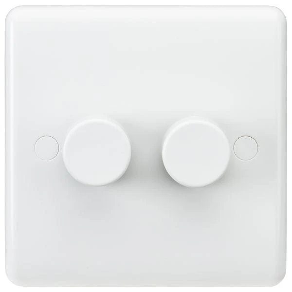 Knightsbridge Curved Edge 2G 40-400W Dimmer - White - CU2162