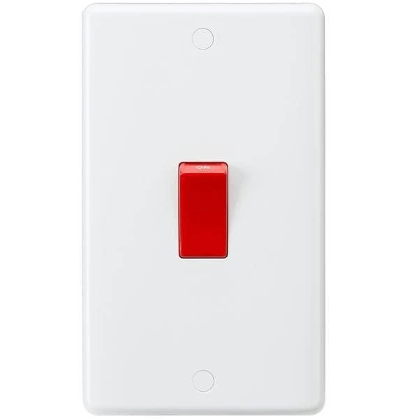 Knightsbridge Curved Edge 45A DP Switch (large) - White - CU8332