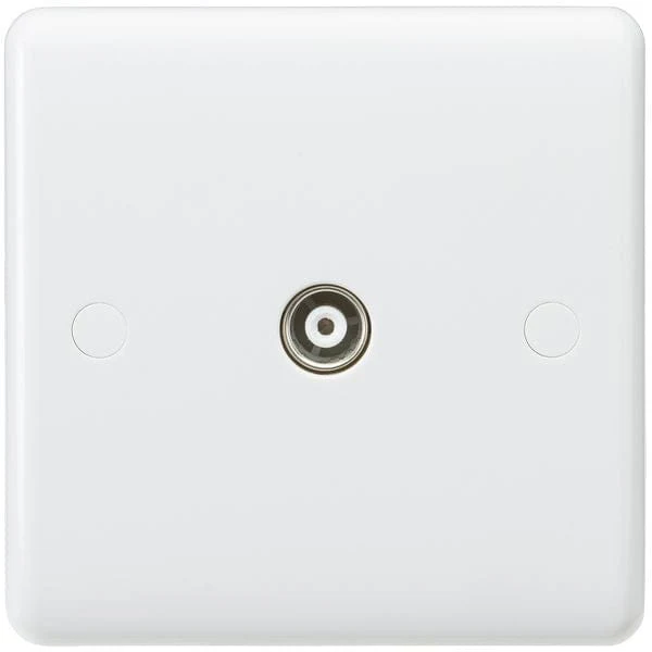 Knightsbridge Curved Edge Coax TV Outlet (isolated) - White - CU0120