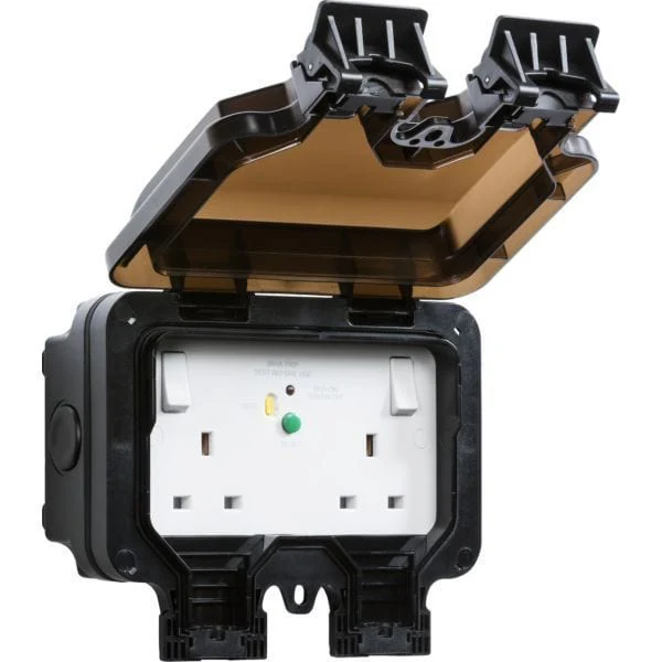 Knightsbridge IP66 13A 2G DP RCD Switched Socket - Type A (30mA) - OP9RCD