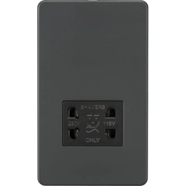 Knightsbridge Screwless 115V/230V Dual Voltage Shaver Socket - Anthracite - SF8900AT
