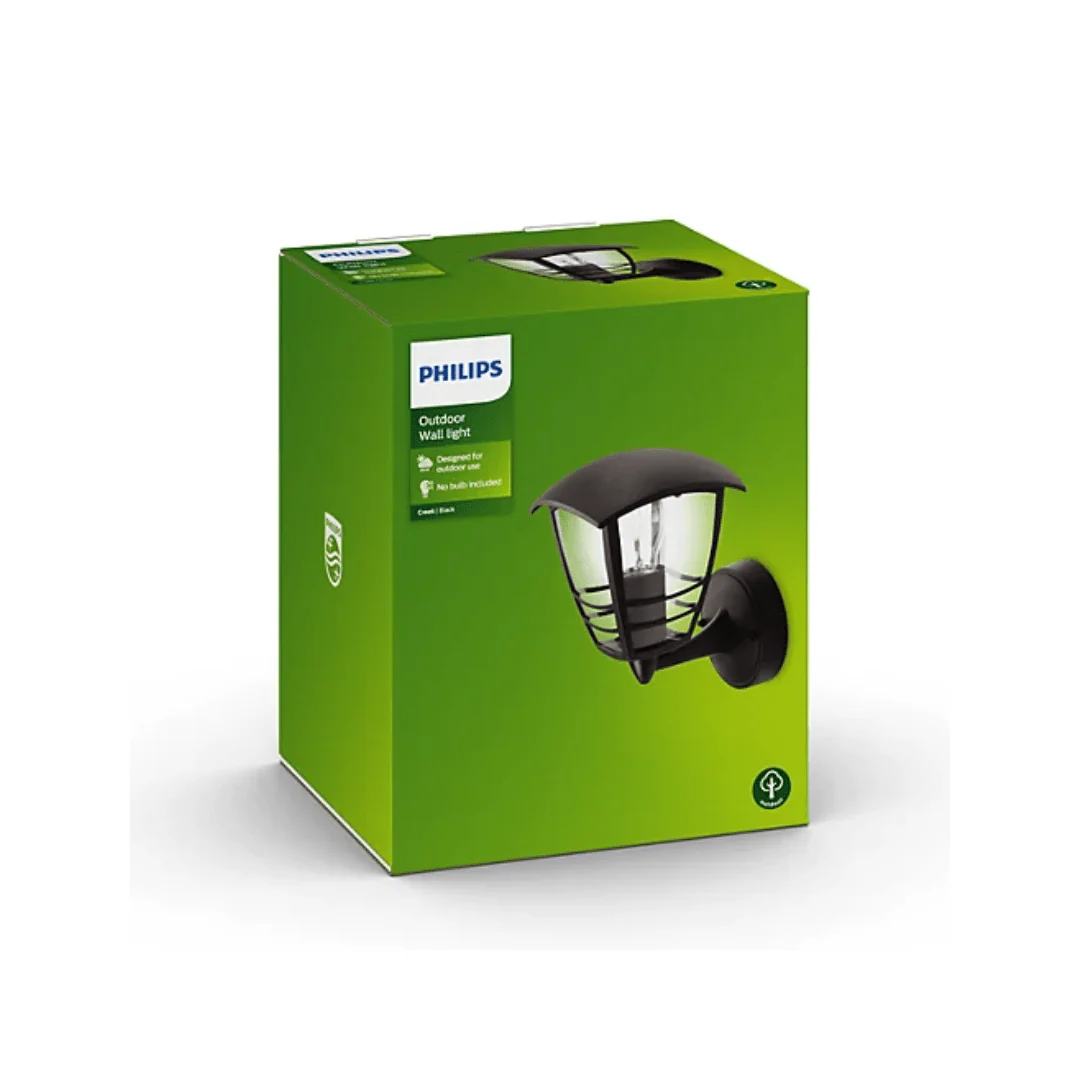 Philips Creek 60W E27 (UP) Wall Lantern IP44 Dimmable Black - 915002789502 - 153803016 - Image 3