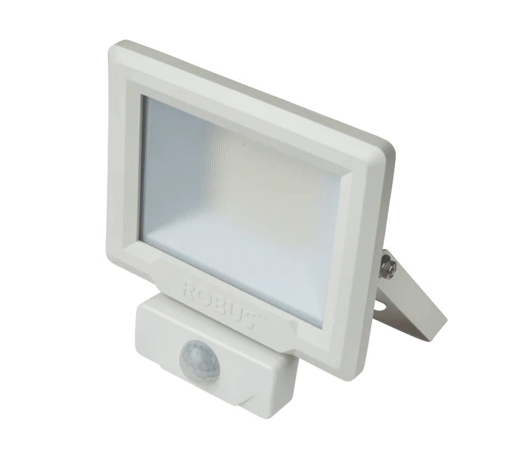 Robus HiLume 20W LED flood light with PIR, IP65, White, 4000K, c/w 1m flex - RHL2040P-01