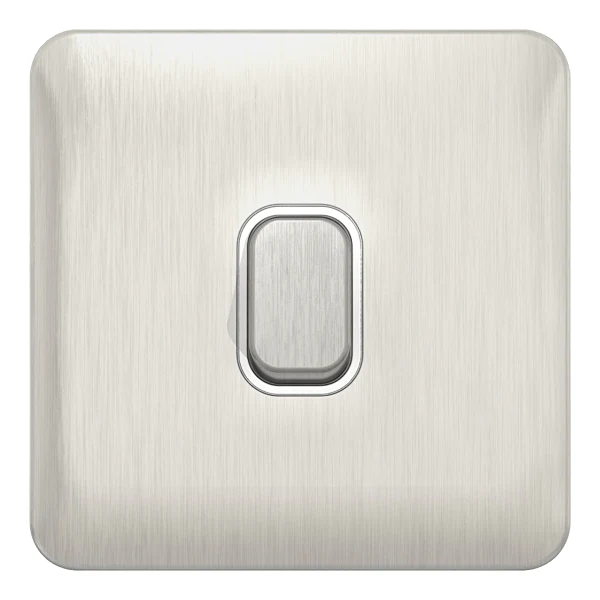 Schneider LSD 10AX 1G 2W Switch White Insert - Stainless Steel - GGBL1012WSS