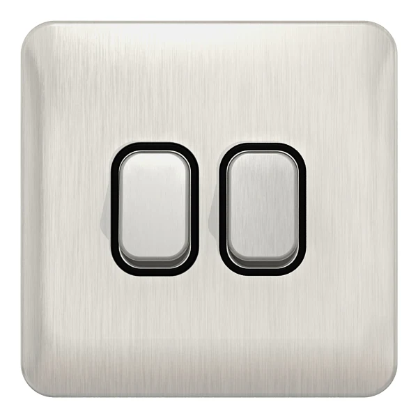 Schneider LSD 10AX 2G 2W Switch Black Insert - Stainless Steel - GGBL1022BSS
