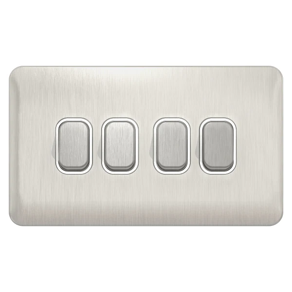 Schneider LSD 10AX 4G 2W Rocker Switch White Insert Stainless Steel - GGBL1042WSS