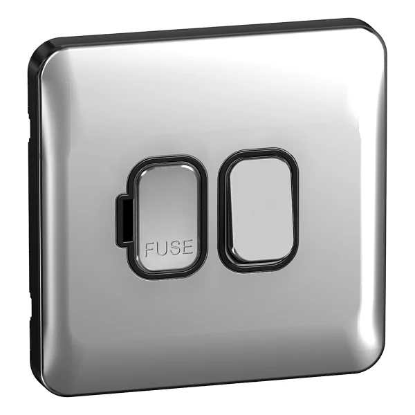 Schneider LSD 13A Double Pole Switched FCU Black Insert - Polished Chrome - GGBL5010BPC