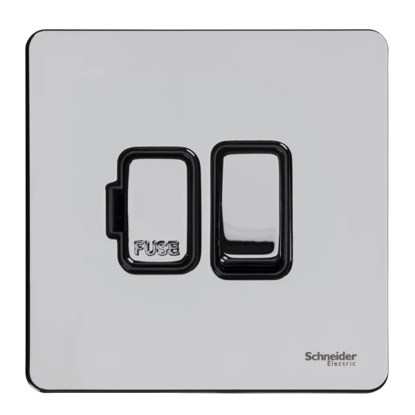 Schneider USFP 13A Switched Fused Spur Black Insert Polished Chrome - GU5410BPC
