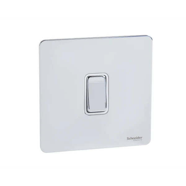 Schneider USFP 16AX 1G 2W Switched White Insert - Polished Chrome - GU1412WPC