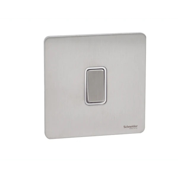 Schneider USFP 16AX 1G 2W Switched White Insert - Stainless Steel - GU1412WSS