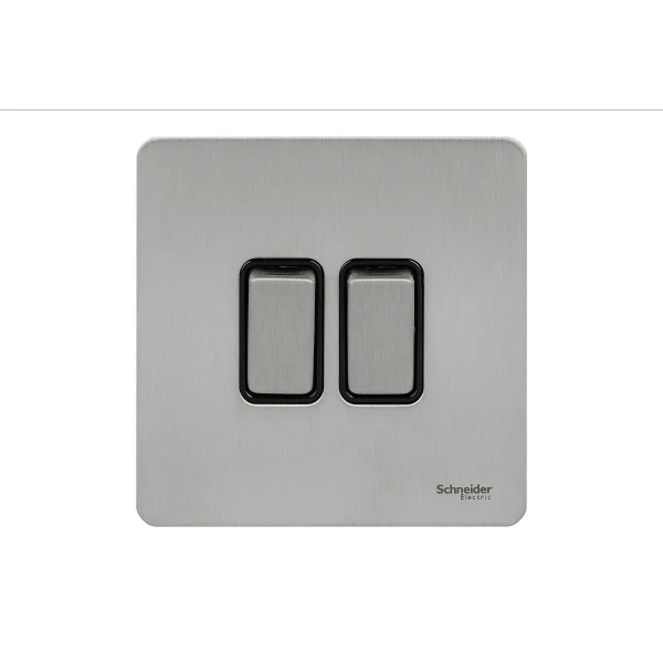 Schneider USFP 16AX 2G 2W Switched Black Insert - Stainless Steel - GU1422BSS
