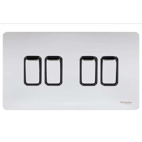 Schneider USFP 16AX 4G 2W Switched Black Insert - Polished Chrome - GU1442BPC