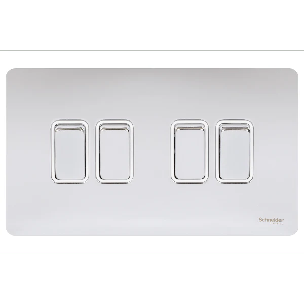 Schneider USFP 16AX 4G 2W Switched White Insert Polished Chrome - GU1442WPC