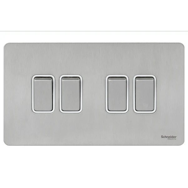 Schneider USFP 16AX 4G 2W Switched White Insert - Stainless Steel - GU1442WSS