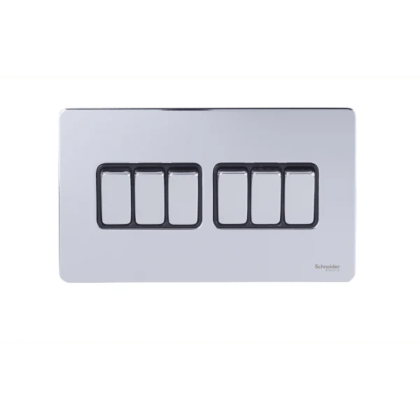 Schneider USFP 16AX 6G 2W Switched Black Insert - Polished Chrome - GU1462BPC
