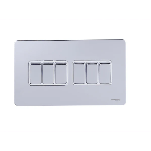 Schneider USFP 16AX 6G 2W Switched White Insert Polished Chrome - GU1462WPC
