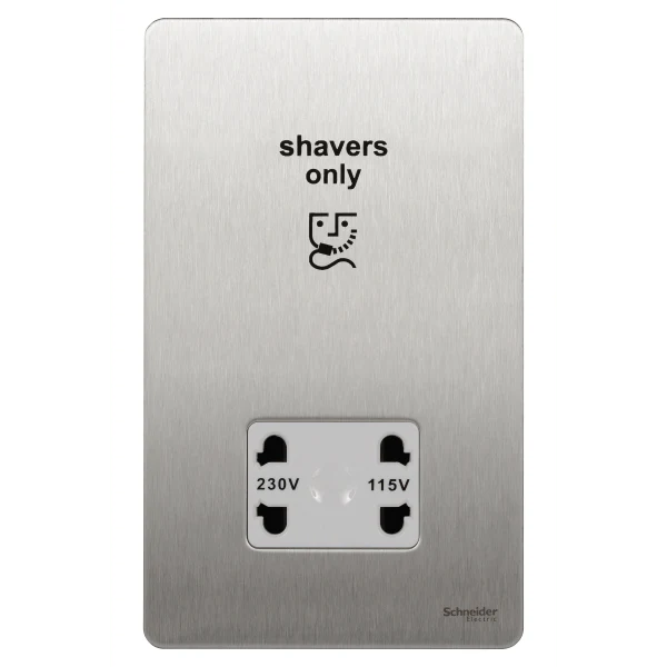 Schneider USFP Shaver Socket White Insert - Stainless Steel - GU7490WSS