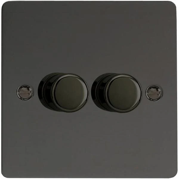 Varilight 2 Gang 2 Way Push On/Off Rotary LED Dimmer 2 x 0 100W max 10 LEDs - J*P252