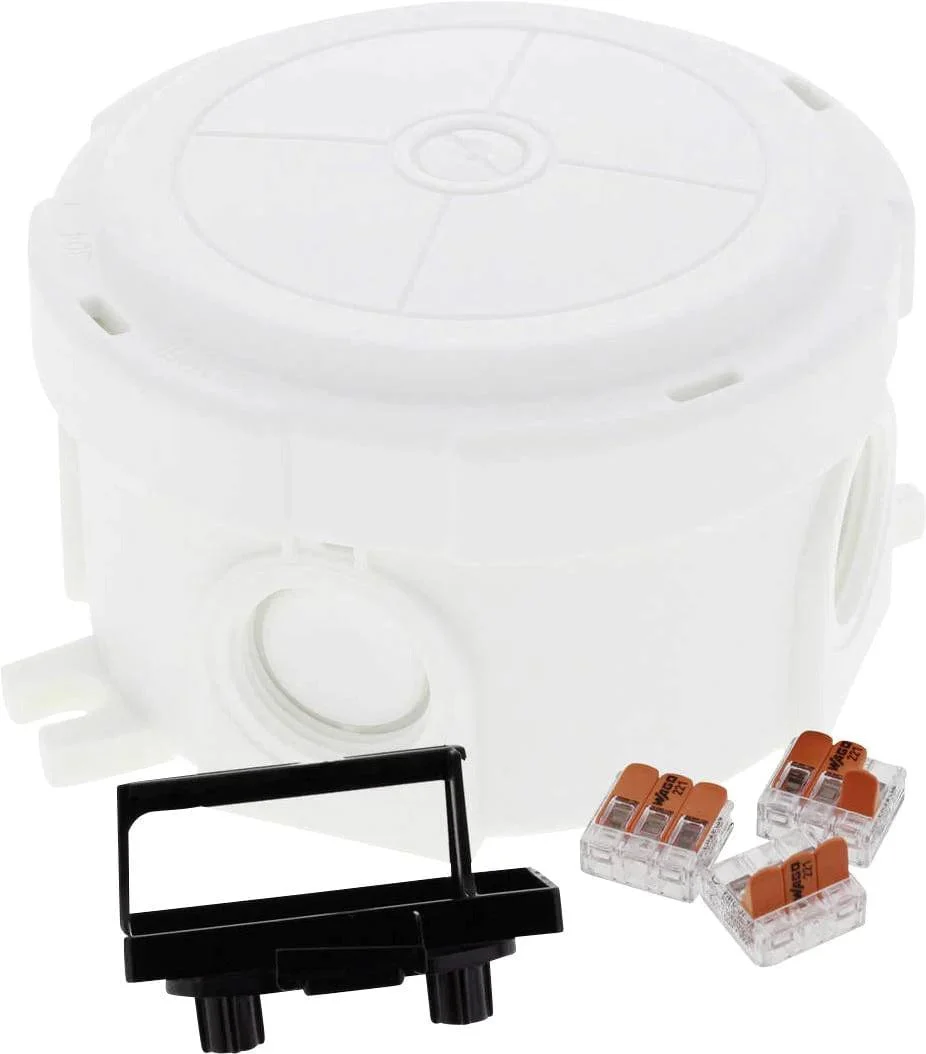 Wiska COMBI Polypropylene Round Weatherproof Junction Box With 4 Self Sealing Cable Inlets White - 10110637